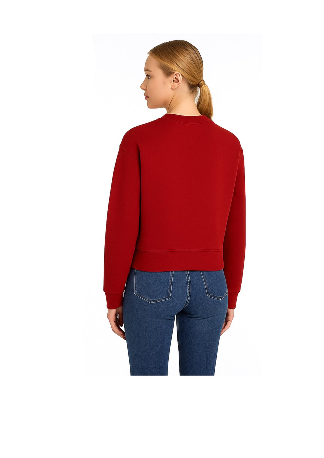 Felpa Guess Donna in Cotone Rosso con Logo in Rilievo