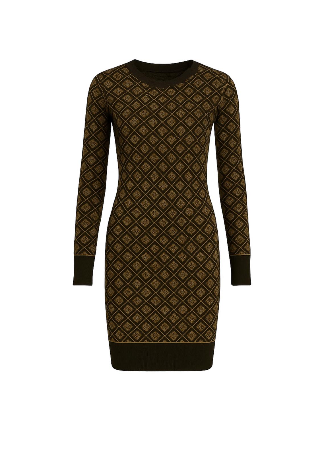 Abito Guess Donna in Maglia Jacquard con Fantasia Geometrica