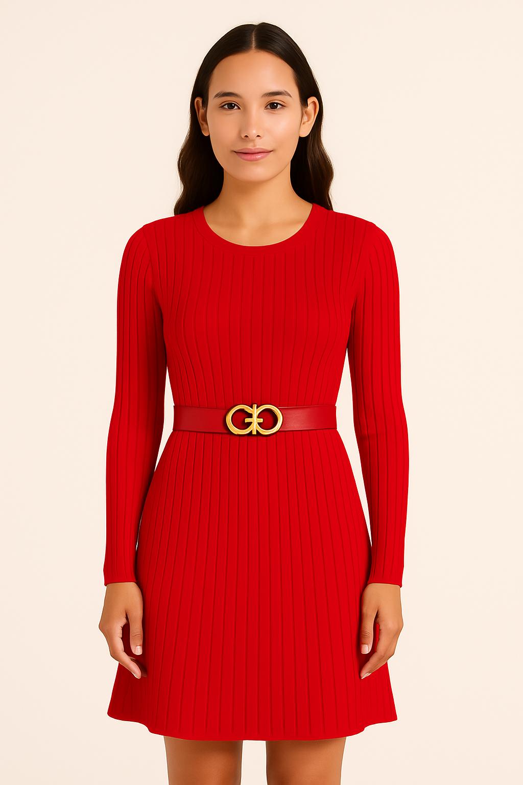 Abito Guess Donna in Maglia a Coste con Cintura