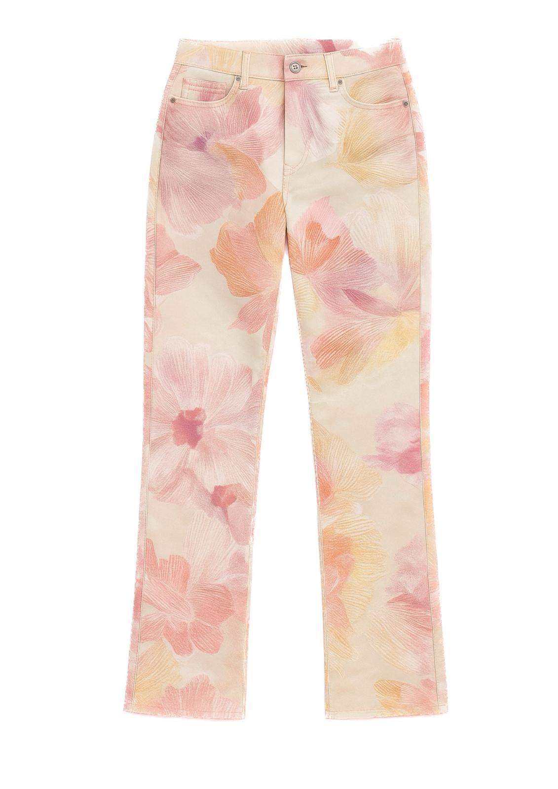 Pantaloni Guess Donna a Gamba Dritta con Stampa Floreale