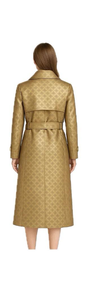 Trench Guess Donna in Ecopelle Oro con Motivo Logo