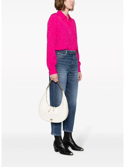 PINKO Borsetta Brioche Hobo Mini AI 23-24 PLTT 101433 A0QO Écru