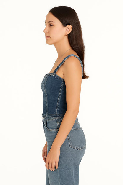 Corpetto in Denim Guess con Borchie Decorative