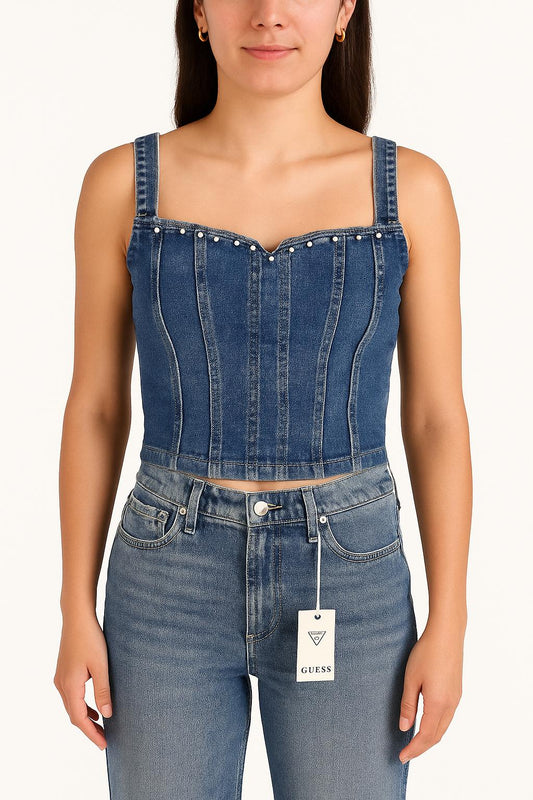 Corpetto in Denim Guess con Borchie Decorative