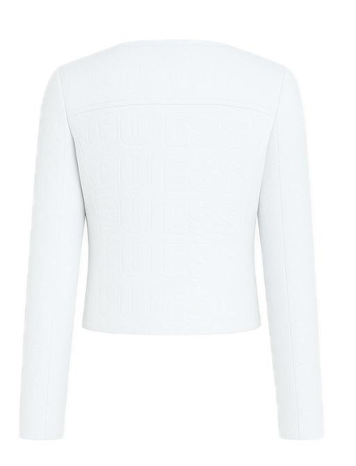 Giacca Guess Donna in Tessuto Jacquard Bianco con Logo