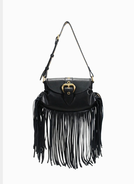 PINKO JOLENE MINI SHOULDER BAG WITH LONG FRINGING
