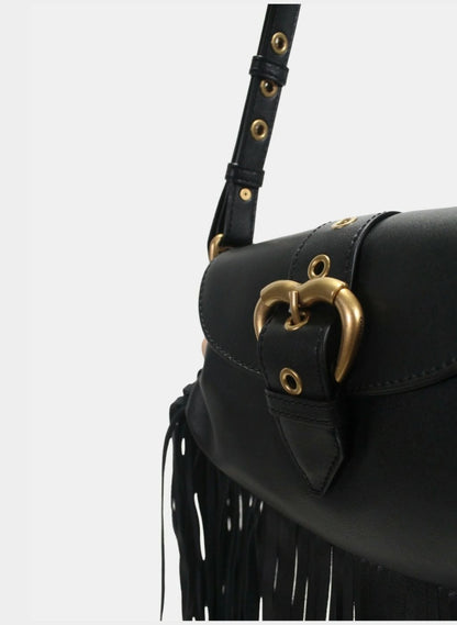 PINKO JOLENE MINI SHOULDER BAG WITH LONG FRINGING