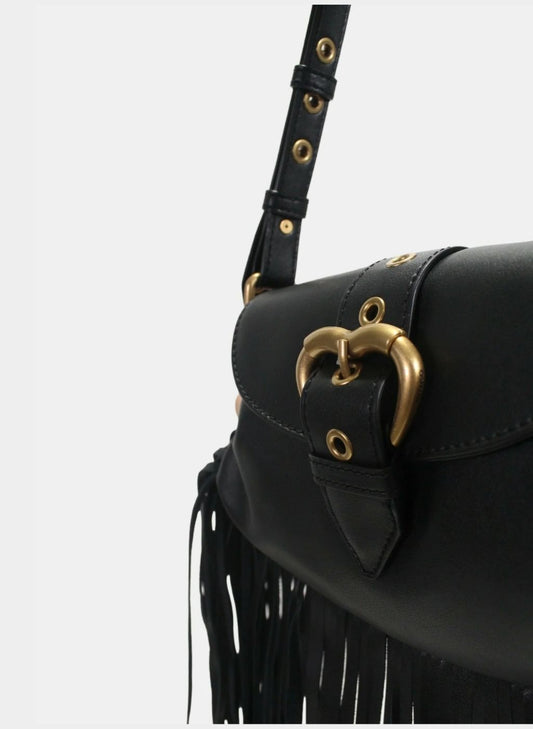 PINKO JOLENE MINI SHOULDER BAG WITH LONG FRINGING