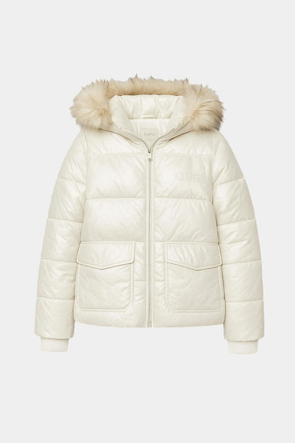 Piumino Guess Donna con Cappuccio e Pelliccia Ecologica