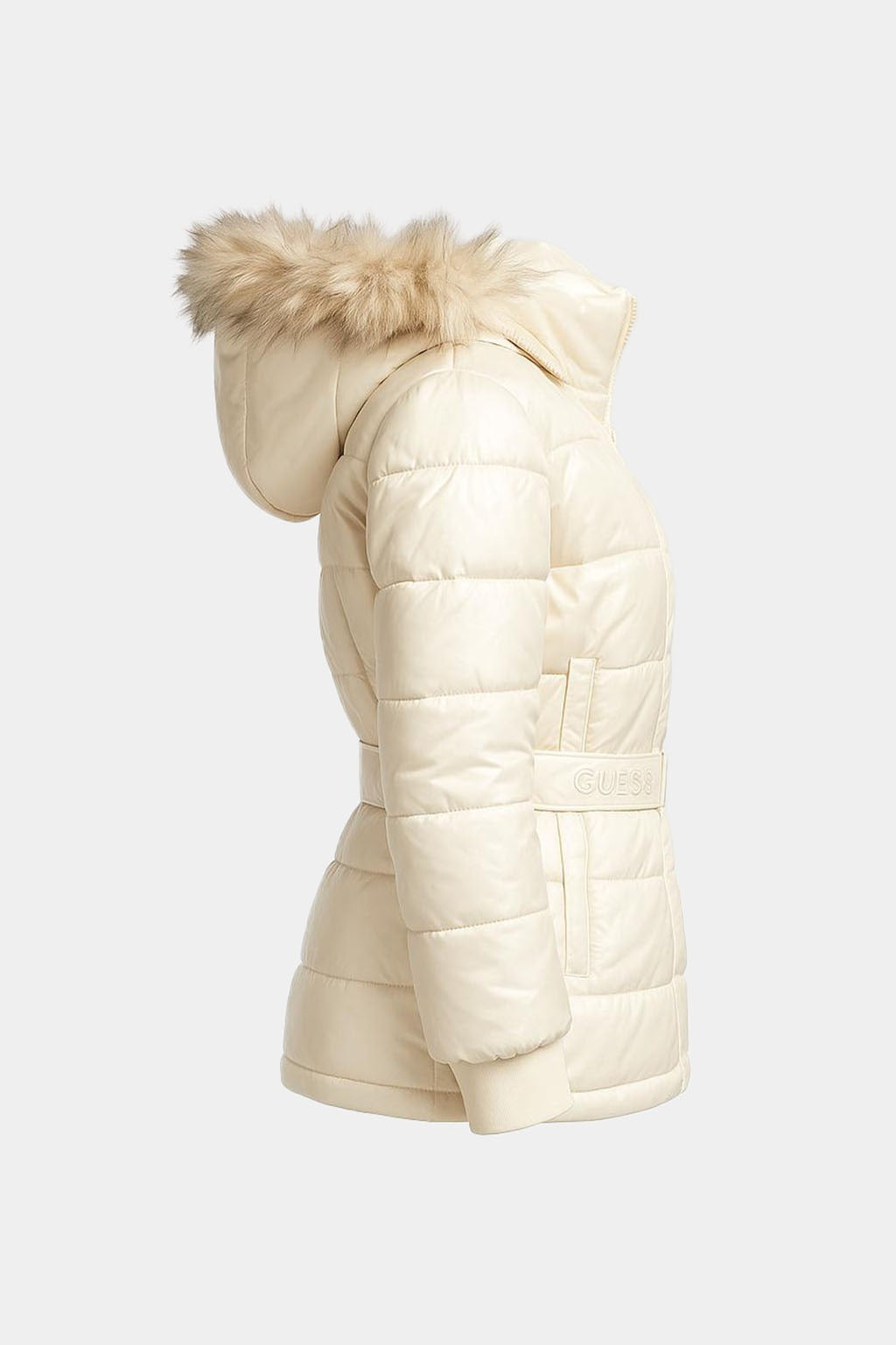 Piumino Guess Donna con Cappuccio e Pelliccia Ecologica