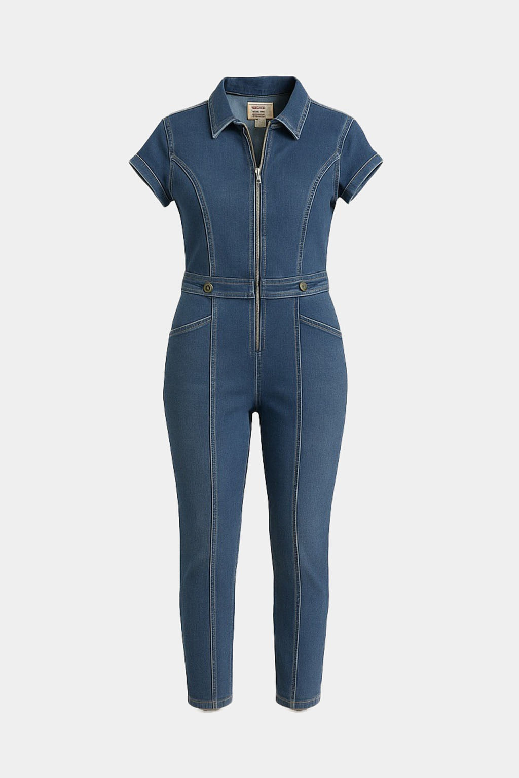 Tuta Guess Donna in Denim con Zip Frontale