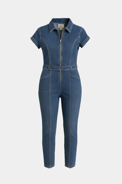 Tuta Guess Donna in Denim con Zip Frontale