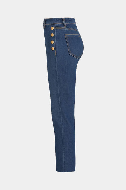 Jeans Guess Donna a Vita Alta con Bottoni Laterali