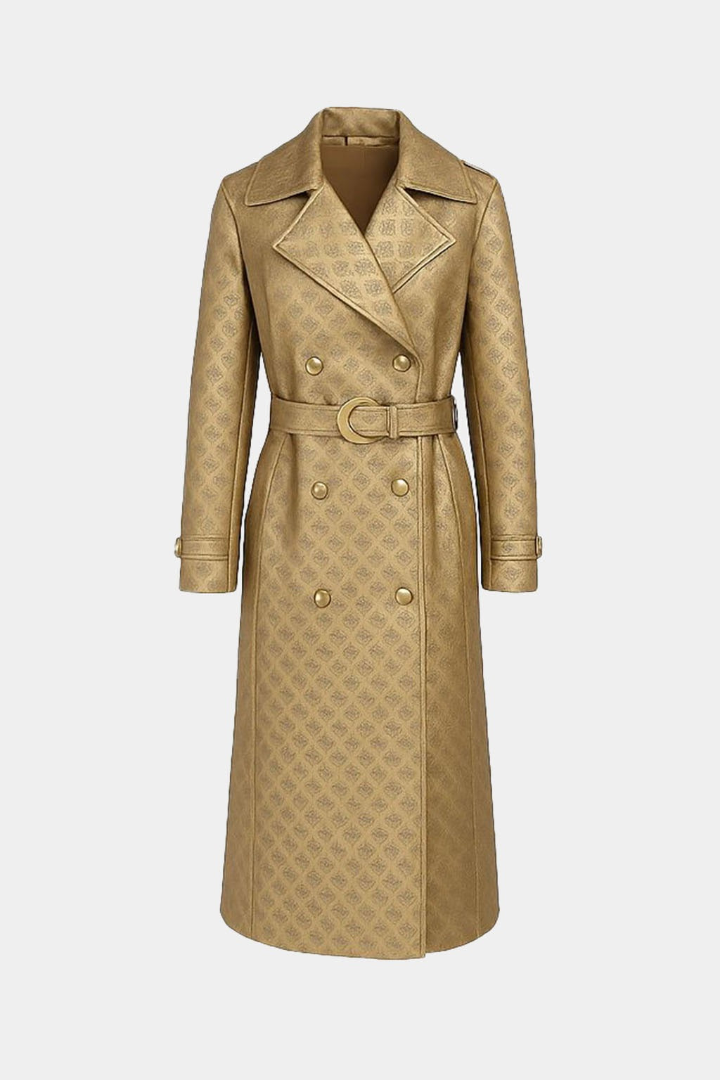 Trench Guess Donna in Ecopelle Oro con Motivo Logo
