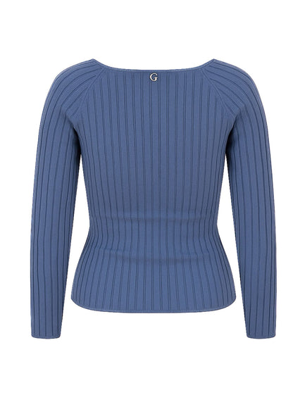 Maglia Guess Donna in Maglia a Coste con Scollo Incrociato