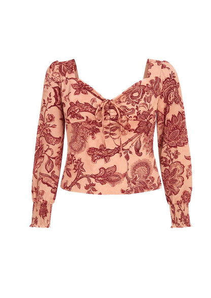 Blusa Guess con stampa floreale e dettaglio arricciato