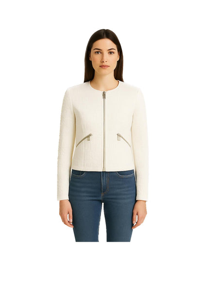 Giacca Guess Donna in Tessuto Jacquard Bianco con Logo