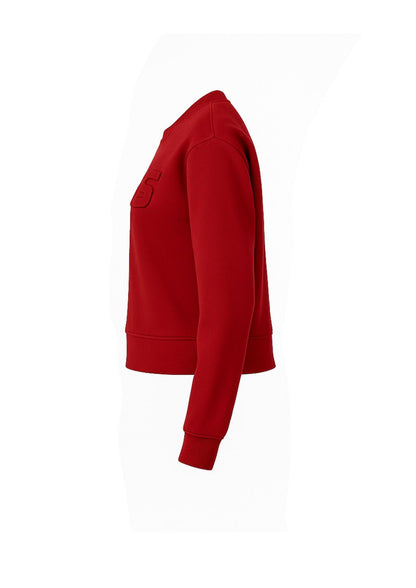 Felpa Guess Donna in Cotone Rosso con Logo in Rilievo