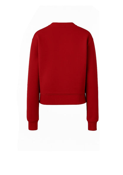 Felpa Guess Donna in Cotone Rosso con Logo in Rilievo
