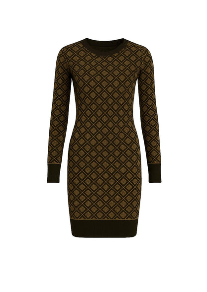Abito Guess Donna in Maglia Jacquard con Fantasia Geometrica