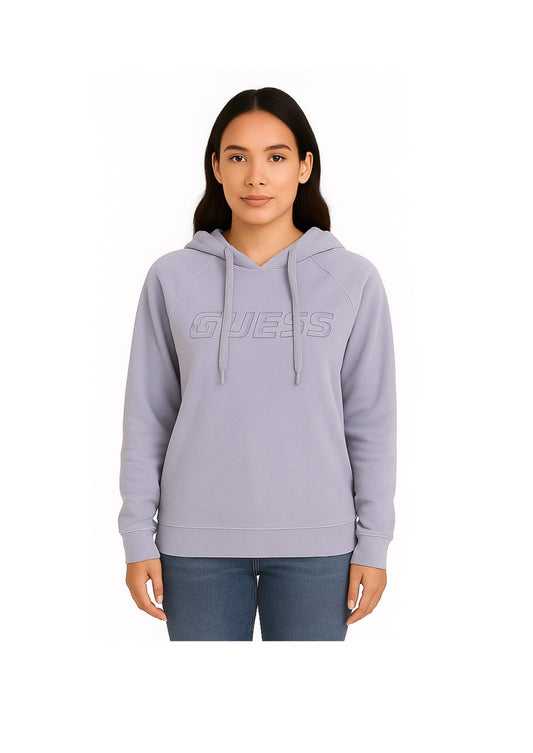 Felpa Guess Donna con Cappuccio e Logo in Rilievo