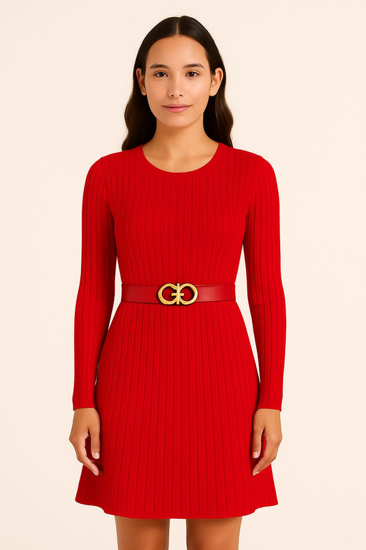 Abito Guess Donna in Maglia a Coste con Cintura