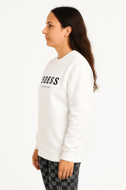 Felpa Guess Donna con Logo Frontale a Contrasto