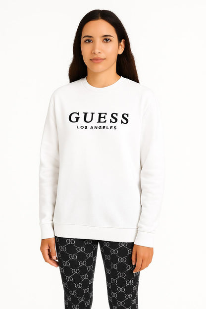 Felpa Guess Donna con Logo Frontale a Contrasto