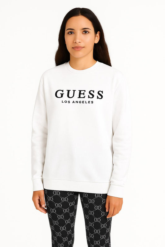 Felpa Guess Donna con Logo Frontale a Contrasto