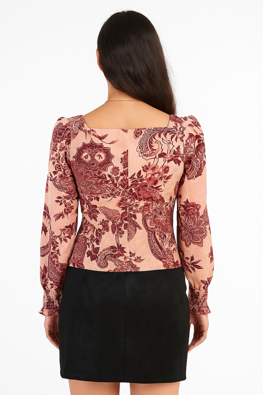 Blusa Guess con stampa floreale e dettaglio arricciato