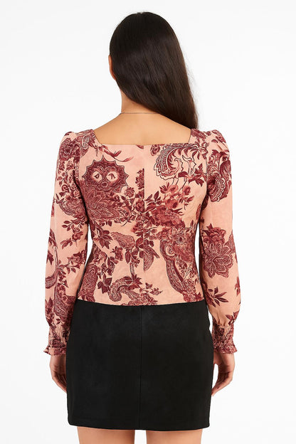 Blusa Guess con stampa floreale e dettaglio arricciato
