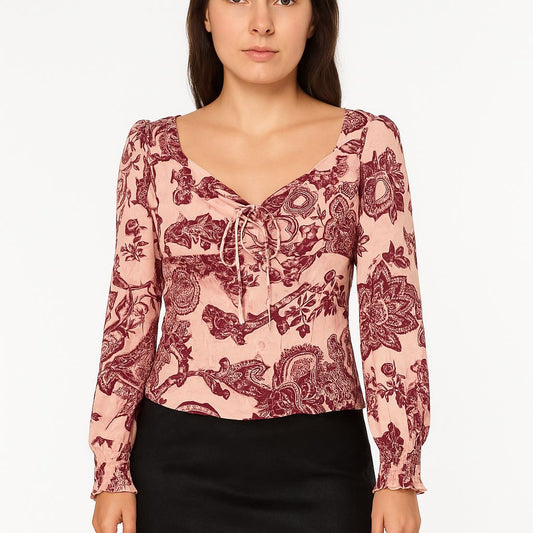 Blusa Guess con stampa floreale e dettaglio arricciato