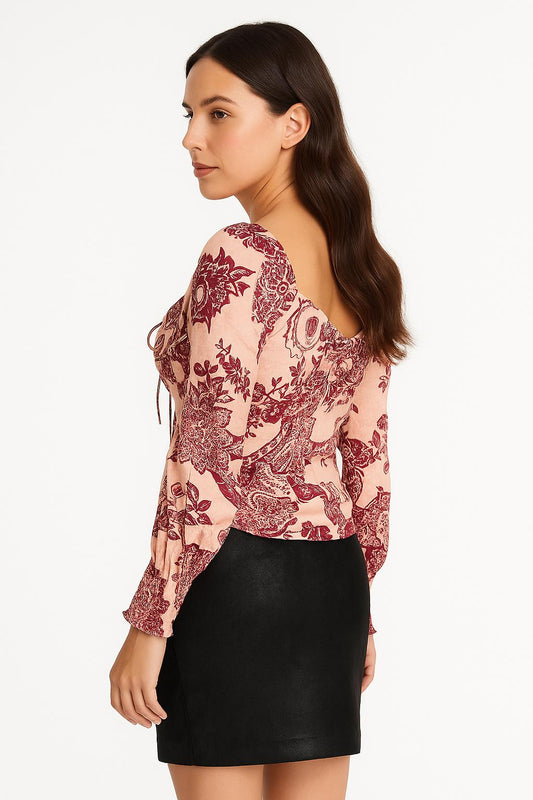 Blusa Guess con stampa floreale e dettaglio arricciato
