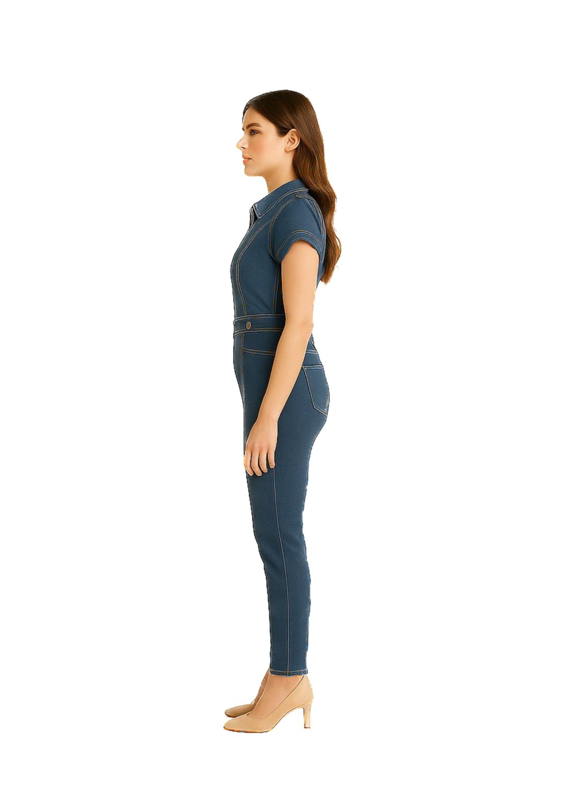 Tuta Guess Donna in Denim con Zip Frontale