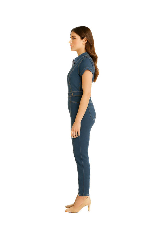 Tuta Guess Donna in Denim con Zip Frontale
