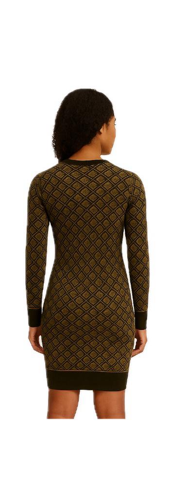 Abito Guess Donna in Maglia Jacquard con Fantasia Geometrica