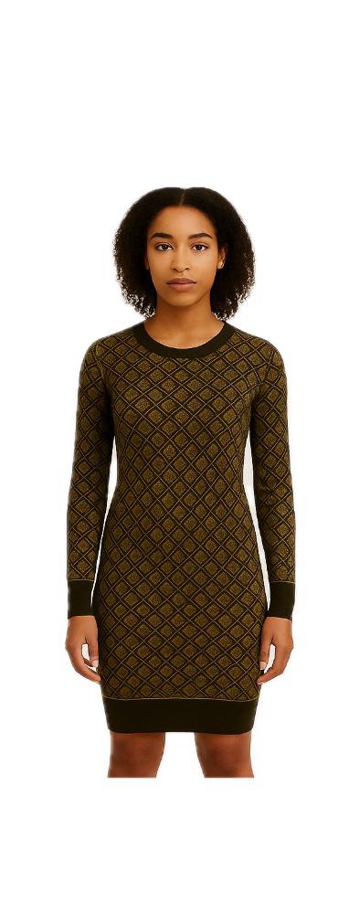 Abito Guess Donna in Maglia Jacquard con Fantasia Geometrica