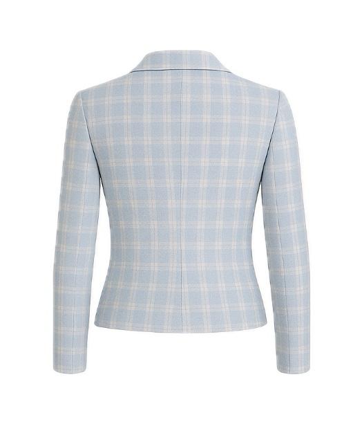 Blazer doppiopetto a quadri azzurro e bianco