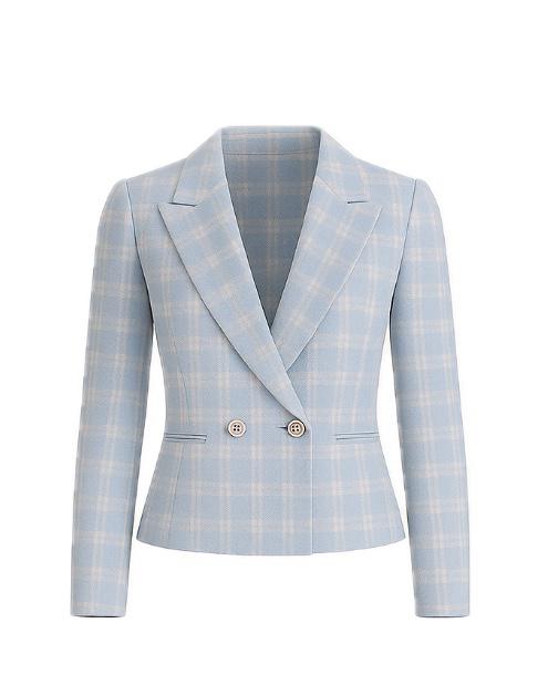 Blazer doppiopetto a quadri azzurro e bianco