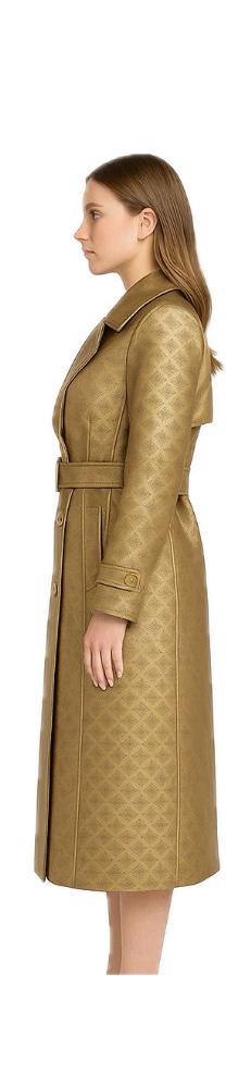 Trench Guess Donna in Ecopelle Oro con Motivo Logo