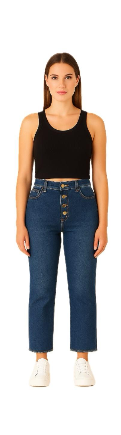 Jeans Guess Donna a Vita Alta con Bottoni Laterali