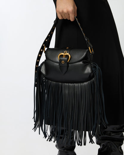 PINKO JOLENE MINI SHOULDER BAG WITH LONG FRINGING